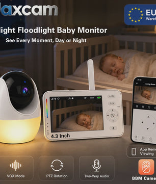 1080P HD WiFi Babyfoon met 4.3 inch Scherm, App Bediening, Nachtzicht & Temperatuur