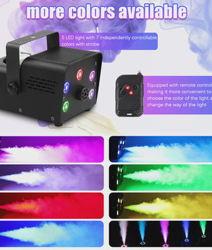Krachtige 500W Rookmachine met 5 RGB LED's en Draadloze Afstandsbediening - Feest & DJ Verlichting