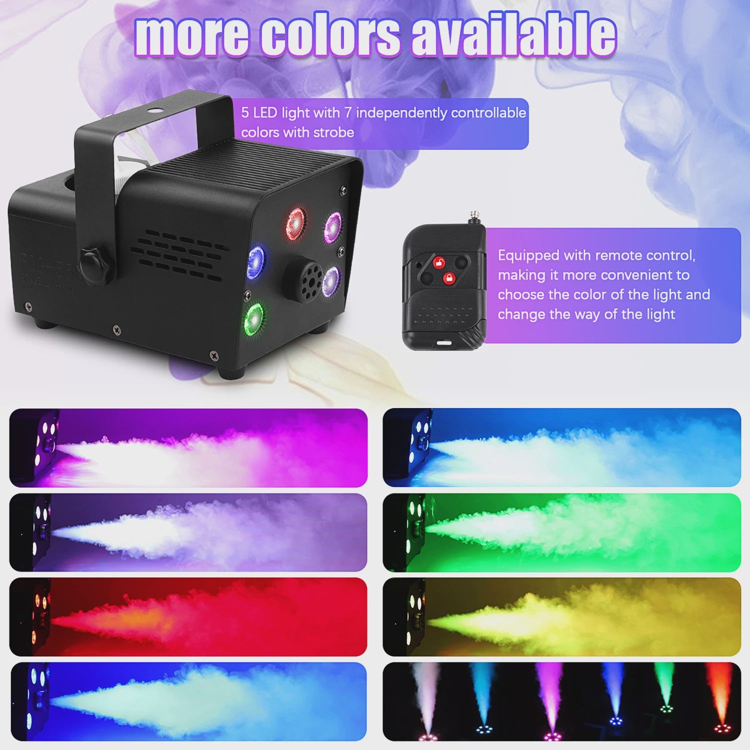 Krachtige 500W Rookmachine met 5 RGB LED's en Draadloze Afstandsbediening - Feest & DJ Verlichting