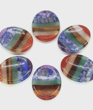7 Chakra Kristallen Worry Stones - Ovalen Massage & Meditatie Edelstenen (35x45mm)