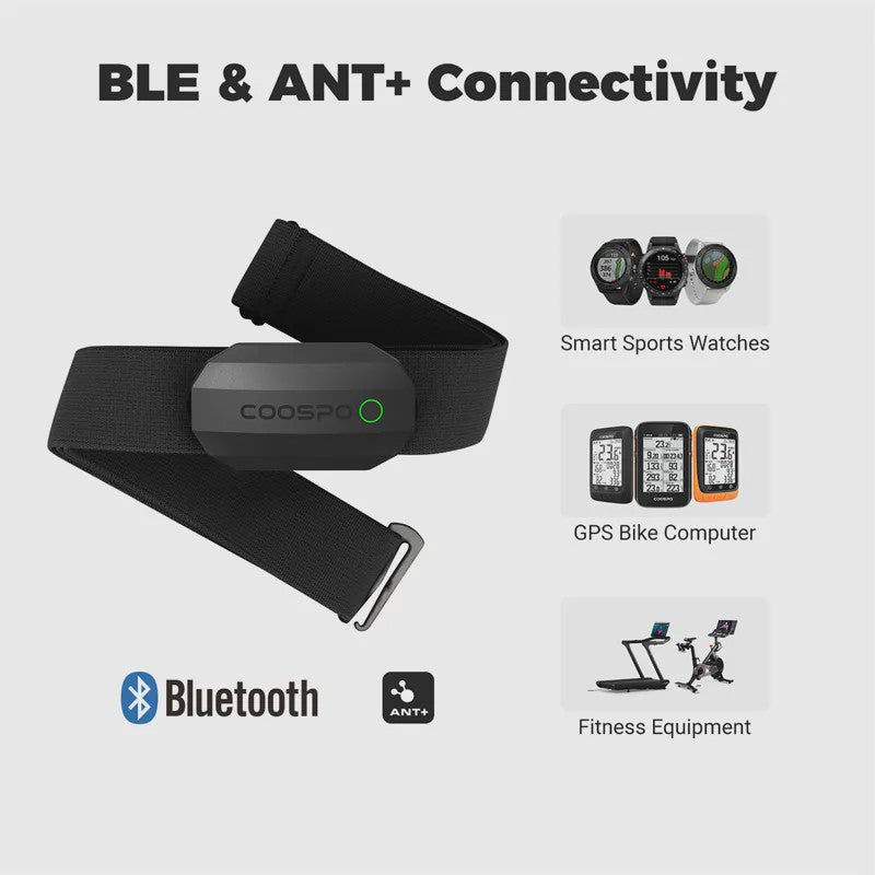 COOSPO H808S Hartslagmeter Borstband - ANT+ & Bluetooth - IP67 Waterdicht