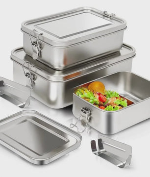 RVS Bento Lunchbox met Afsluitbare Clips - Voedselcontainer voor Werk en School