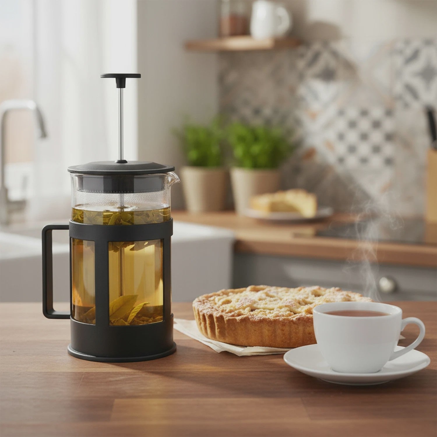 Glazen Koffie en Theepot met Infuser - 1 Liter - Hittebestendig - Modern Keukengerei