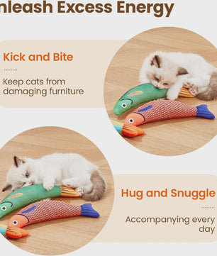 Interactief Vis Speeltje voor Katten met Kattenkruid en Ritselgeluid - Zacht & Duurzaam