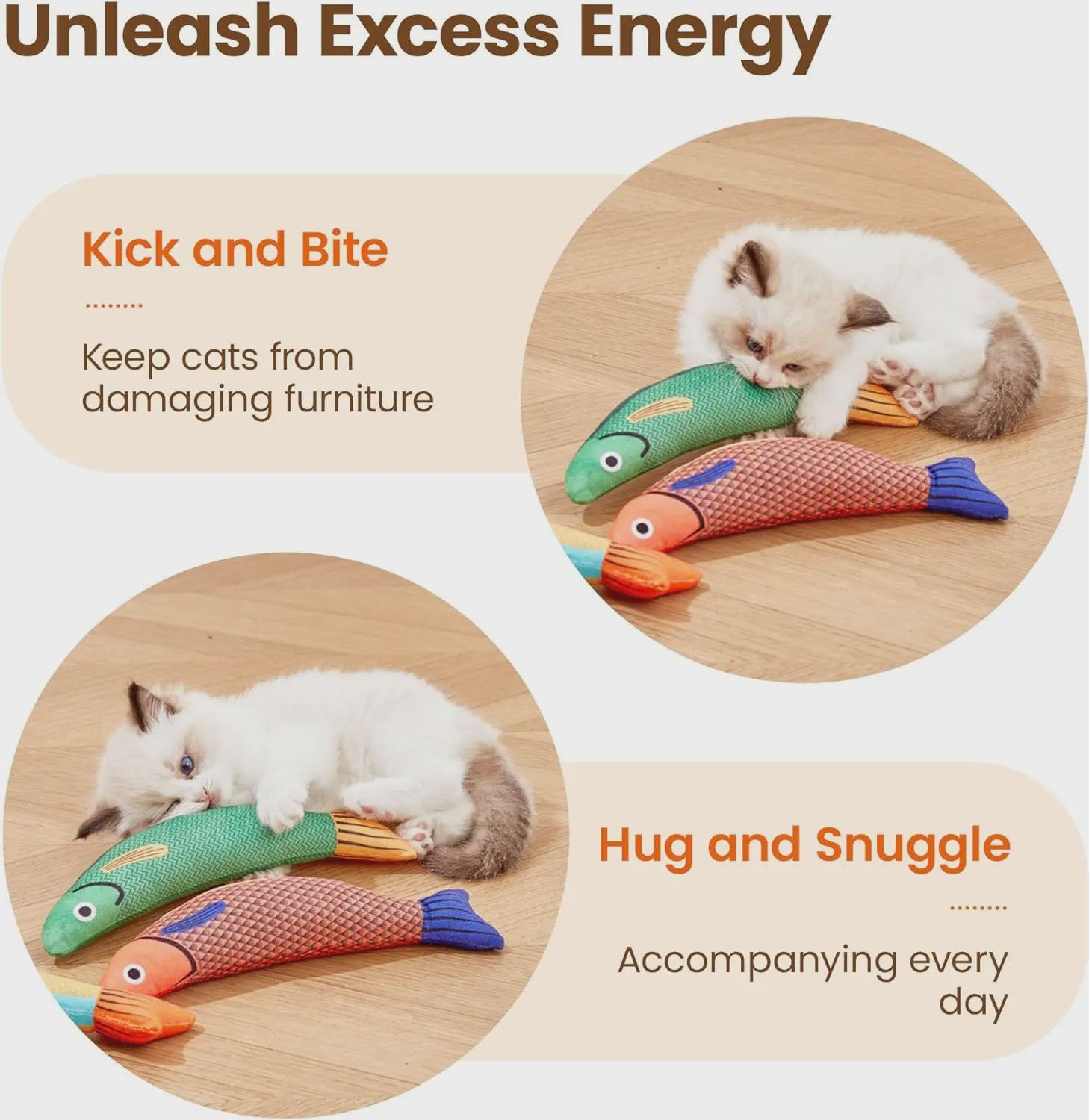 Interactief Vis Speeltje voor Katten met Kattenkruid en Ritselgeluid - Zacht & Duurzaam