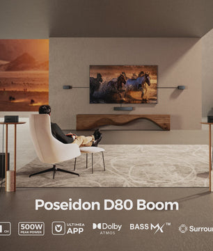 ULTIMEA Poseidon D80 Boom Soundbar: 7.1ch Dolby Atmos, 500W, Draadloze Subwoofer & 4 Surround Speakers, App Bediening