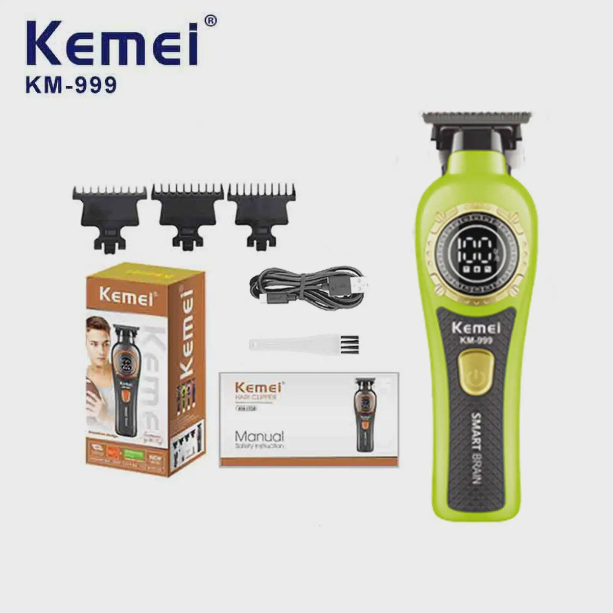 Kemei KM-999 Professionele Draadloze Trimmer met Digitaal Display