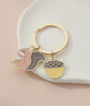 Schattige Eekhoorn & Eikel Sleutelhanger - Handgemaakte Sieraden voor Tas of Sleutels