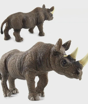 Grote Realistische Zwarte Neushoorn Speelgoedfiguur - 27.5cm PVC Wild Dier Model