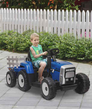 Elektrische Kinder Tractor met Aanhanger - Blauw (3-6 Jaar)