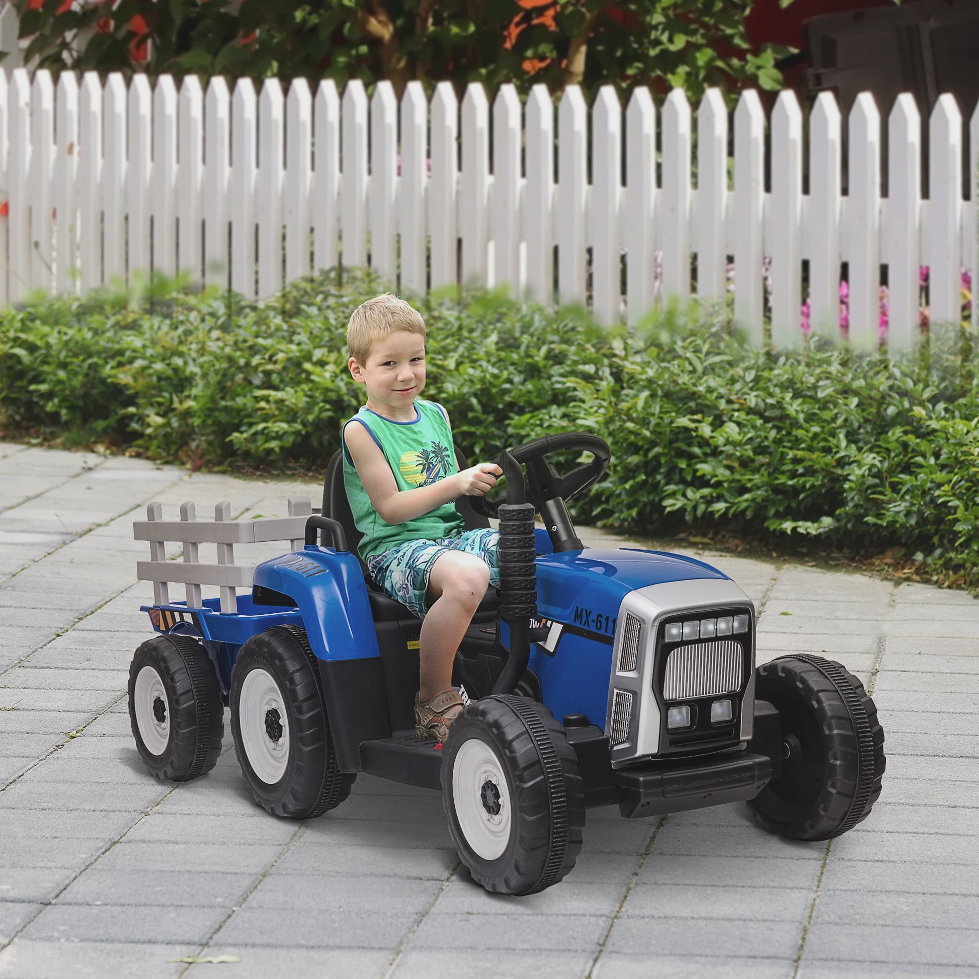 Elektrische Kinder Tractor met Aanhanger - Blauw (3-6 Jaar)