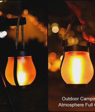 Solar Camping Lantaarn met Vlam Effect - USB Oplaadbaar, Waterdicht IPX4, 800 Lumen