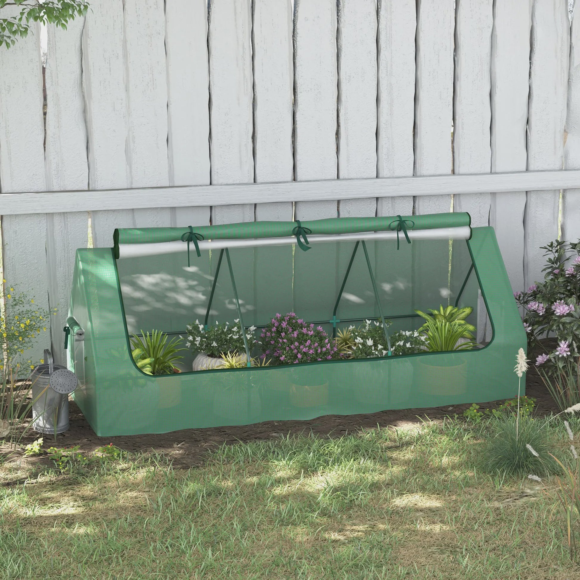 Outsunny Veranda Kas 240x90x90 cm met Groene Gaasramen