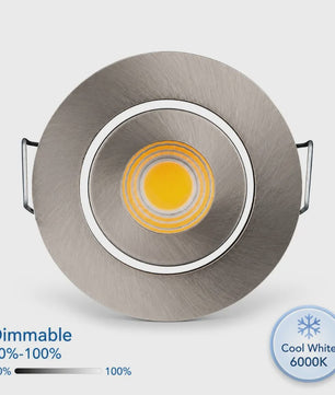 Mini LED Downlight 3W Dimbare Koel Wit 6000K Satin Nickel - SediaXL