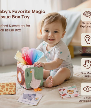 Montessori Stoffen Tissue Box Speelgoed - Educatief Sensorisch Speelgoed voor Baby's met Vinger Oefening