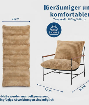 Oversized Corduroy Fauteuil - 70cm Breed - Luxe Lounge Stoel met Metalen Frame - 180kg Draagvermogen