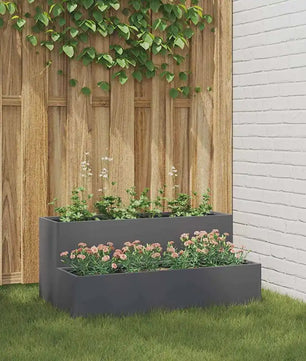 2-Laags Plantenbak 100x60x45 cm Antraciet Staal - Verhoogd Buitenbed