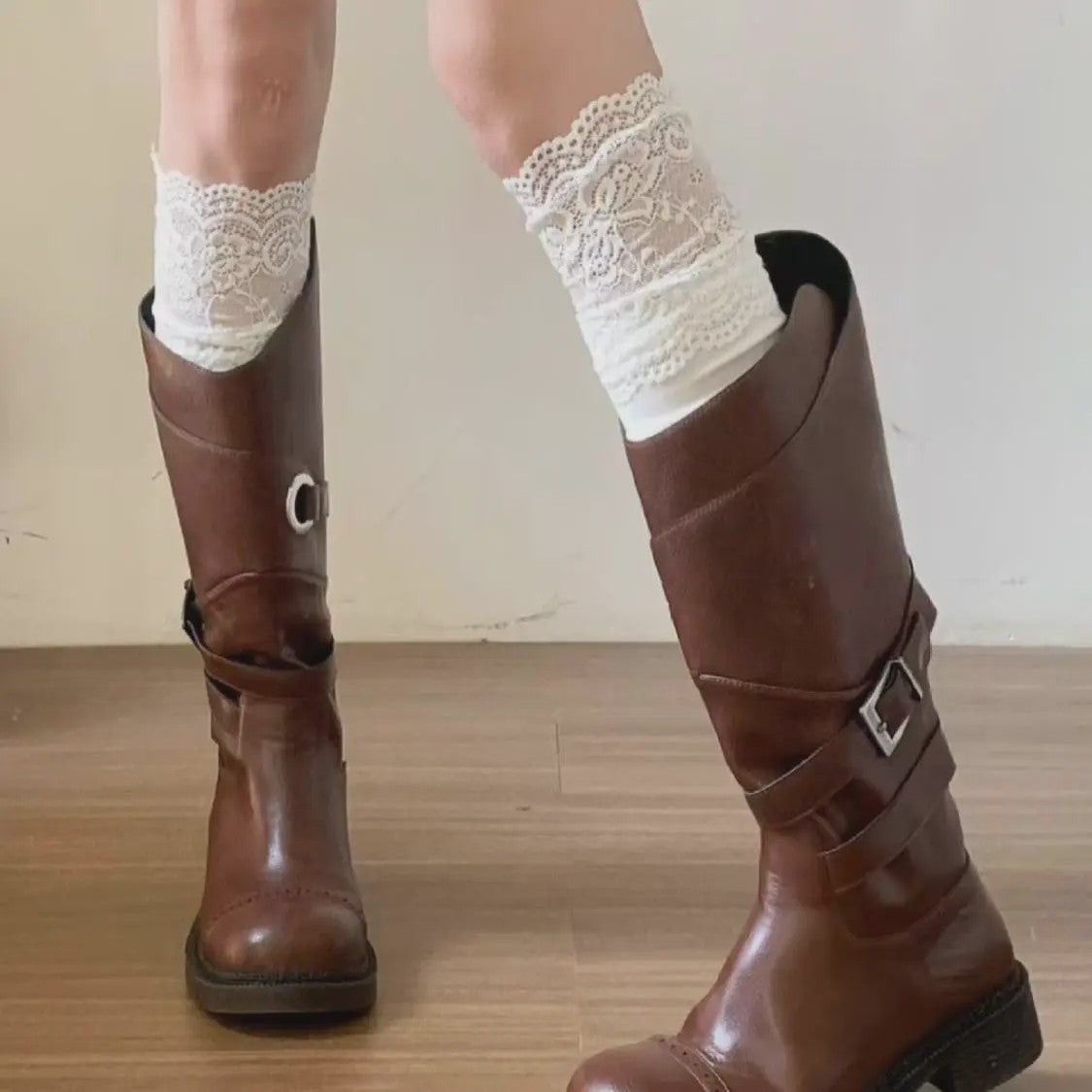Dames Hoge Sokken met Kant - Lolita Stijl, Warm & Trendy voor Laarzen