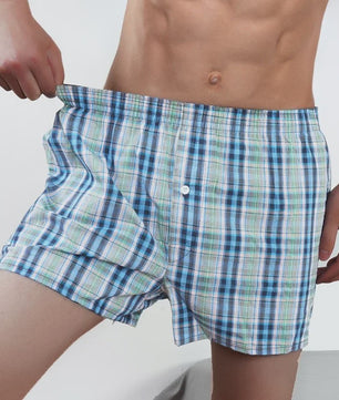 Set van 3, 5 of 7 Geruite Heren Boxershorts - Losse Pasvorm, Elastische Tailleband & Knoopsluiting voor Comfort Thuis