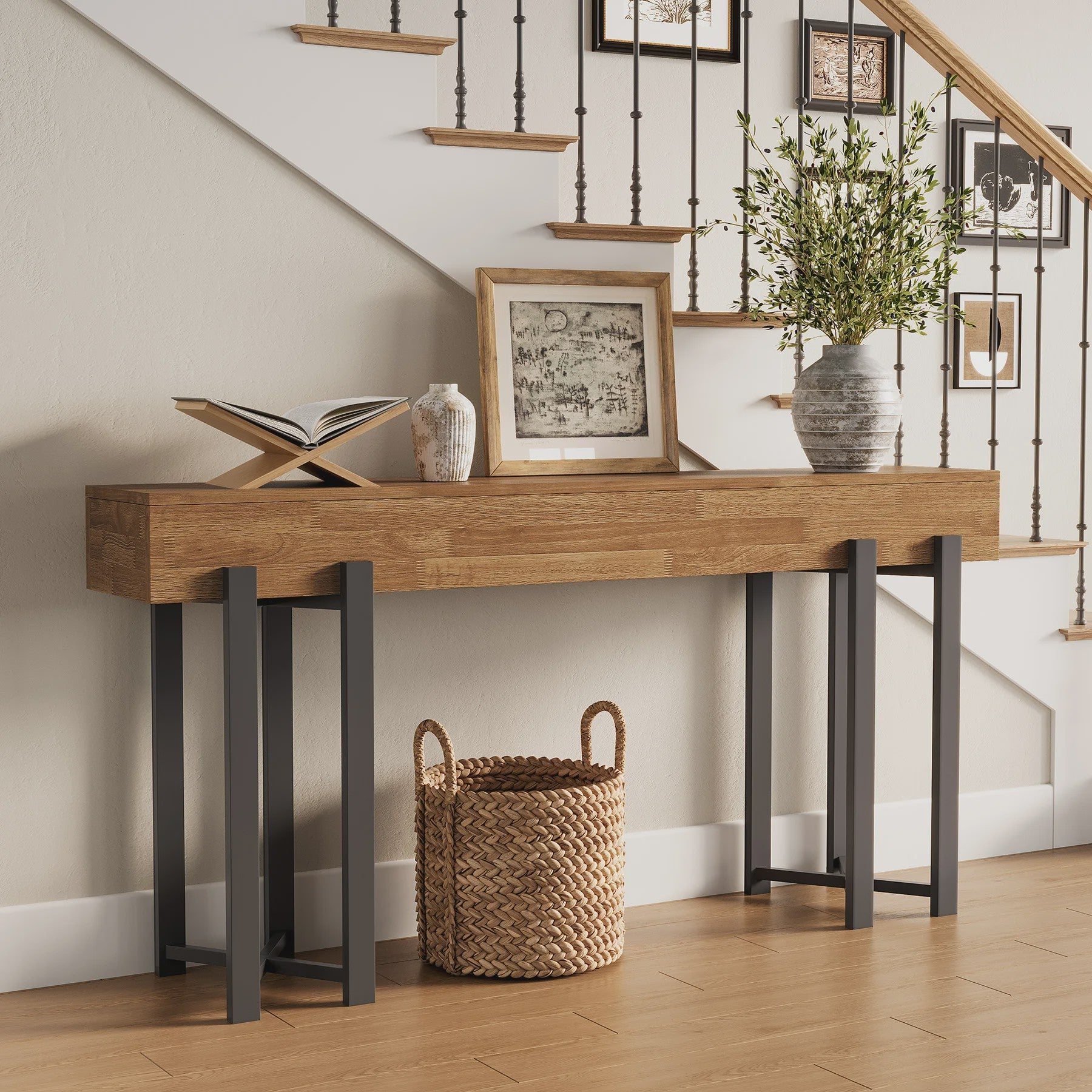 Stijlvolle Eiken Console Tafel (63 inch) - Perfect voor Hal, Woonkamer of Achter de Bank