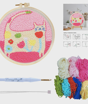 DIY Punch Needle Kit voor Beginners - Schattig Dier & Giraffe Borduurset met Borduurring