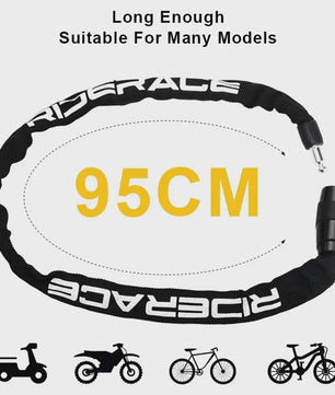 RIDERACE Fietsketting Slot - Draagbaar, Anti-diefstal, Hoge Beveiliging voor MTB, Scooter & E-Bike