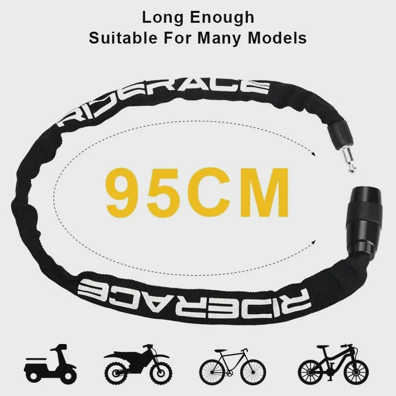 RIDERACE Fietsketting Slot - Draagbaar, Anti-diefstal, Hoge Beveiliging voor MTB, Scooter & E-Bike