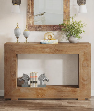 47 Inch Console Tafel met Opbergruimte - Landelijke en Industriële Stijl voor Hal en Woonkamer