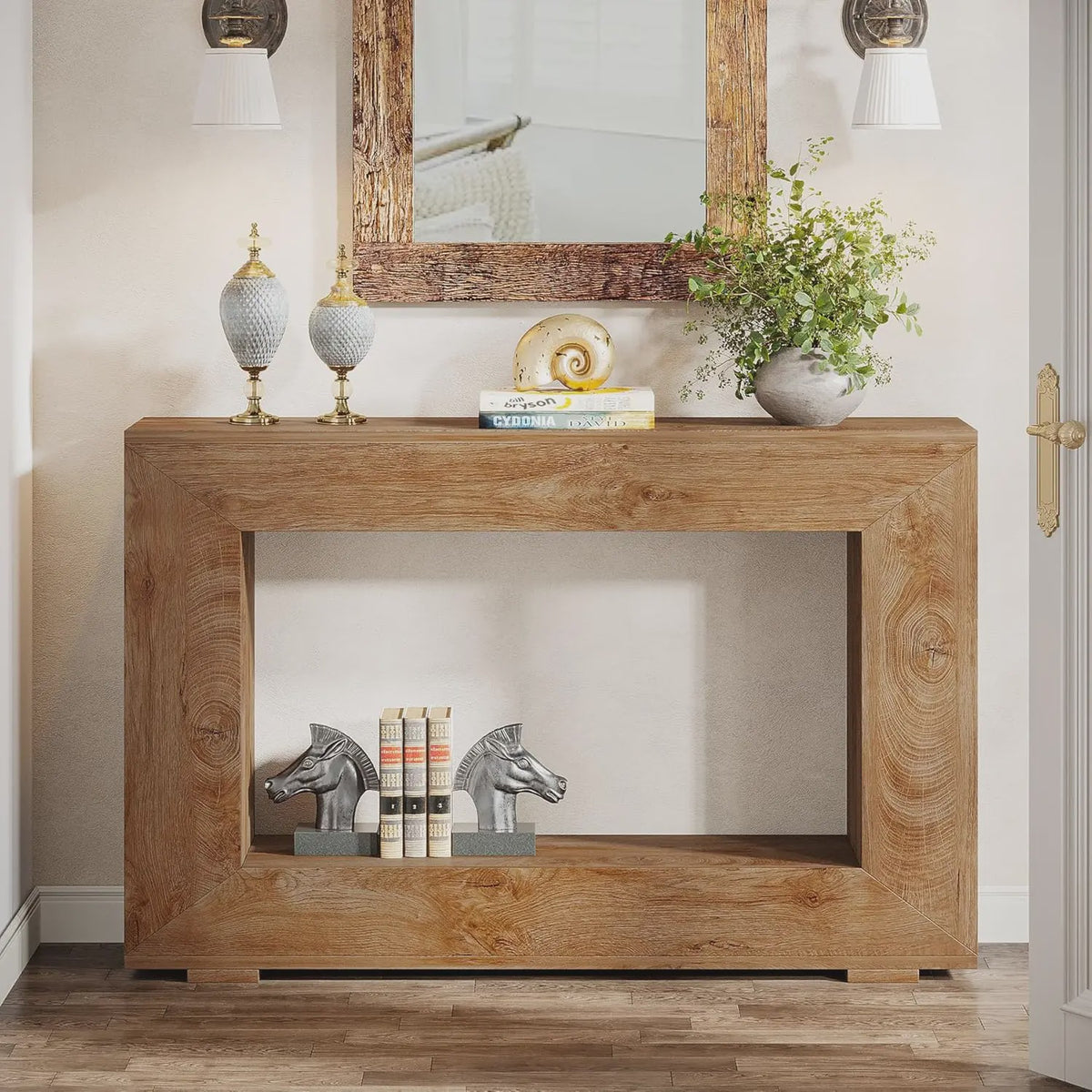 47 Inch Console Tafel met Opbergruimte - Landelijke en Industriële Stijl voor Hal en Woonkamer