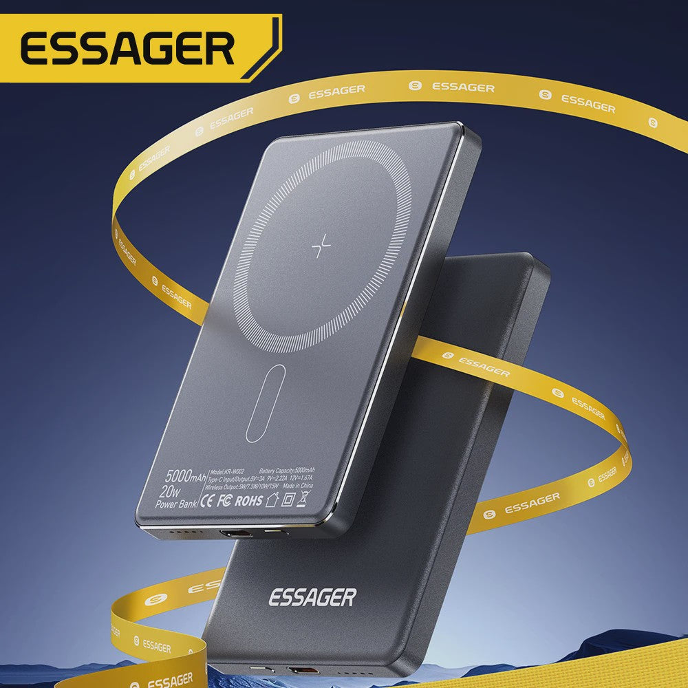 Essager Magnetische Powerbank 5000mAh 20W - Draadloos Snel Opladen voor iPhone (Magsafe)