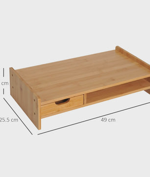 Bamboe Monitorstandaard met Lade en Opbergvak - 49x25.5x11.5 cm