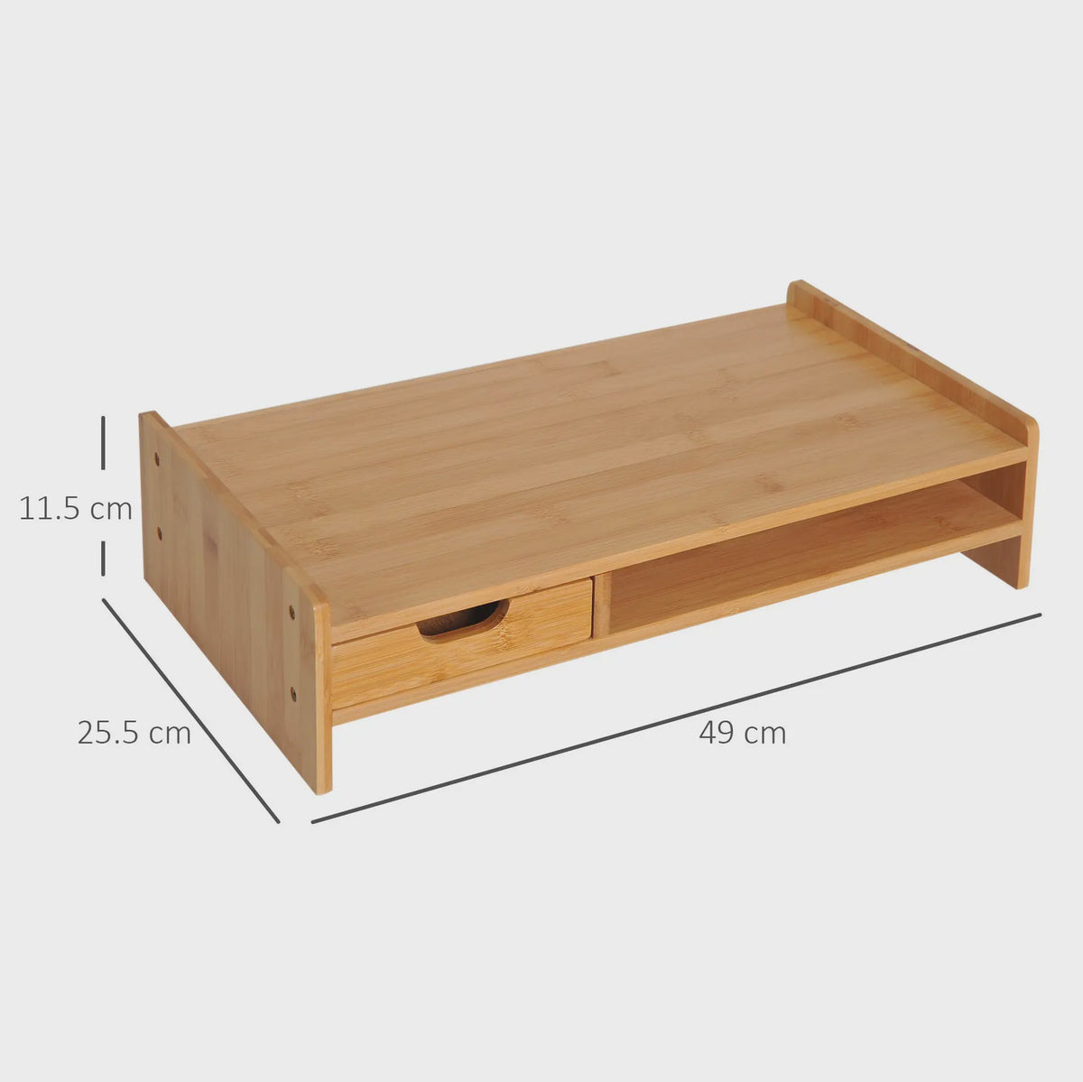 Bamboe Monitorstandaard met Lade en Opbergvak - 49x25.5x11.5 cm