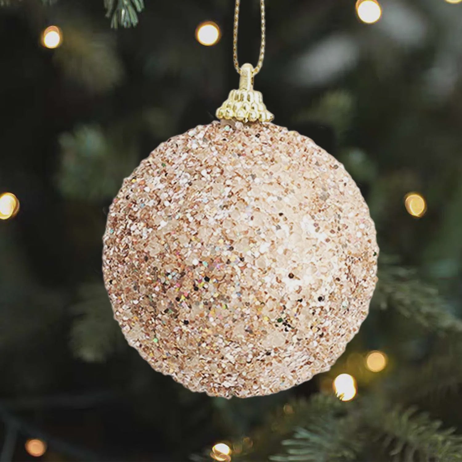Kerstballen Champagne Goud Glitter 6cm - Set van 6, 12, 18, 24 of 30 stuks