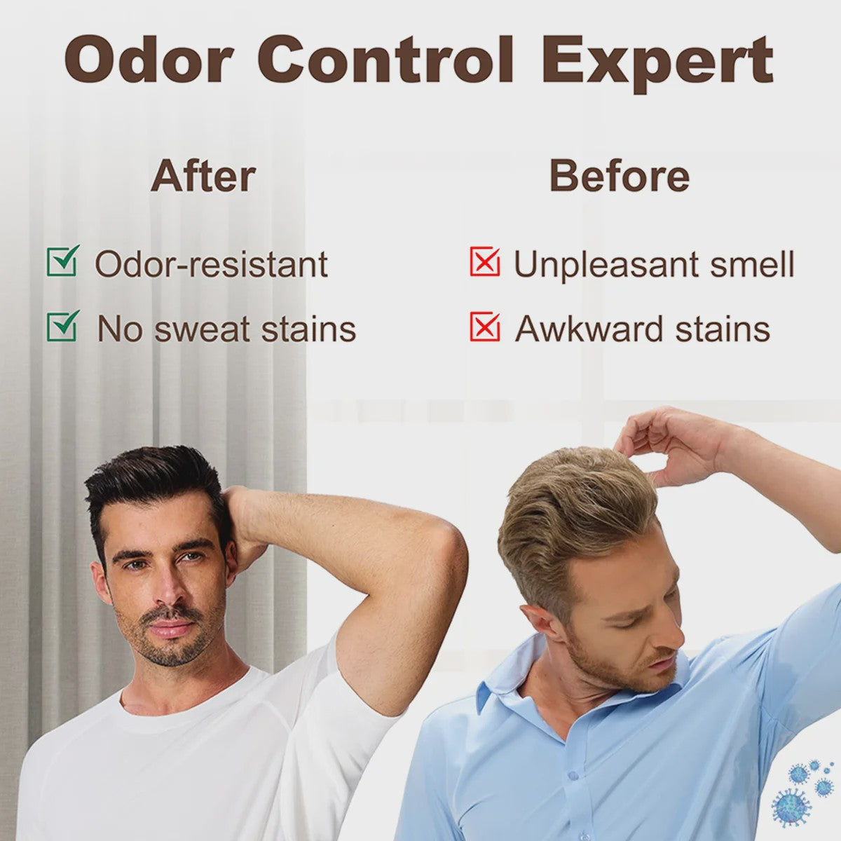 S–XL Heren T-shirt met Zweetabsorberende Onderarmpads - Ademend & Sneldrogend