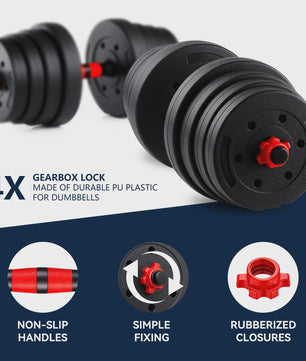 30KG Verstelbare Dumbbell & Barbell Set - Complete Home Gym Krachttraining Kit