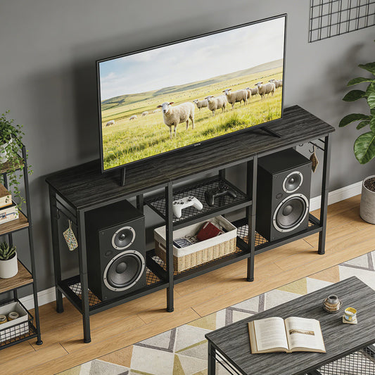 TV Meubel met Open Opbergvakken en Soundbar Plank - Geschikt voor TV's tot 55 Inch