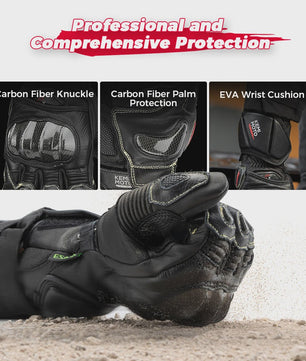 KEMIMOTO Lederen Motorhandschoenen met Kevlar Bescherming - Herfst/Zomer
