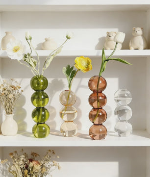 Nordic Kleurrijke Glazen Vaas - Bubble Design voor Hydroponische Planten & Bloemen