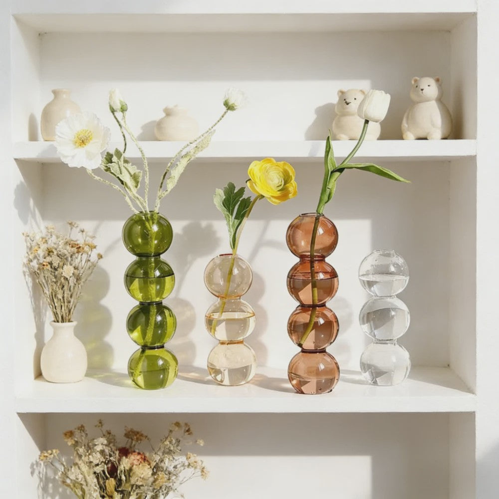 Nordic Kleurrijke Glazen Vaas - Bubble Design voor Hydroponische Planten & Bloemen