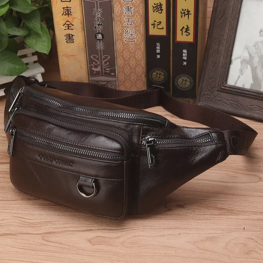 Luxe Leren Heuptas Heren - Retro Stijl Crossbody & Schoudertas
