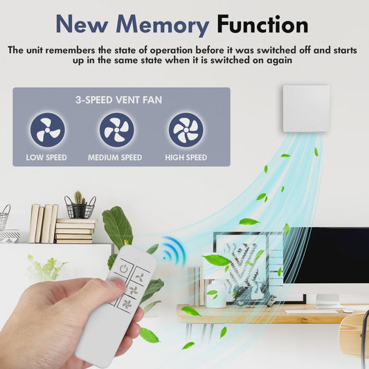 Bathroom Kitchen Extractor Fan Remote Control Multifunction Max 5.7W 3 Speeds DC Motor Check Valve Timer 100mm