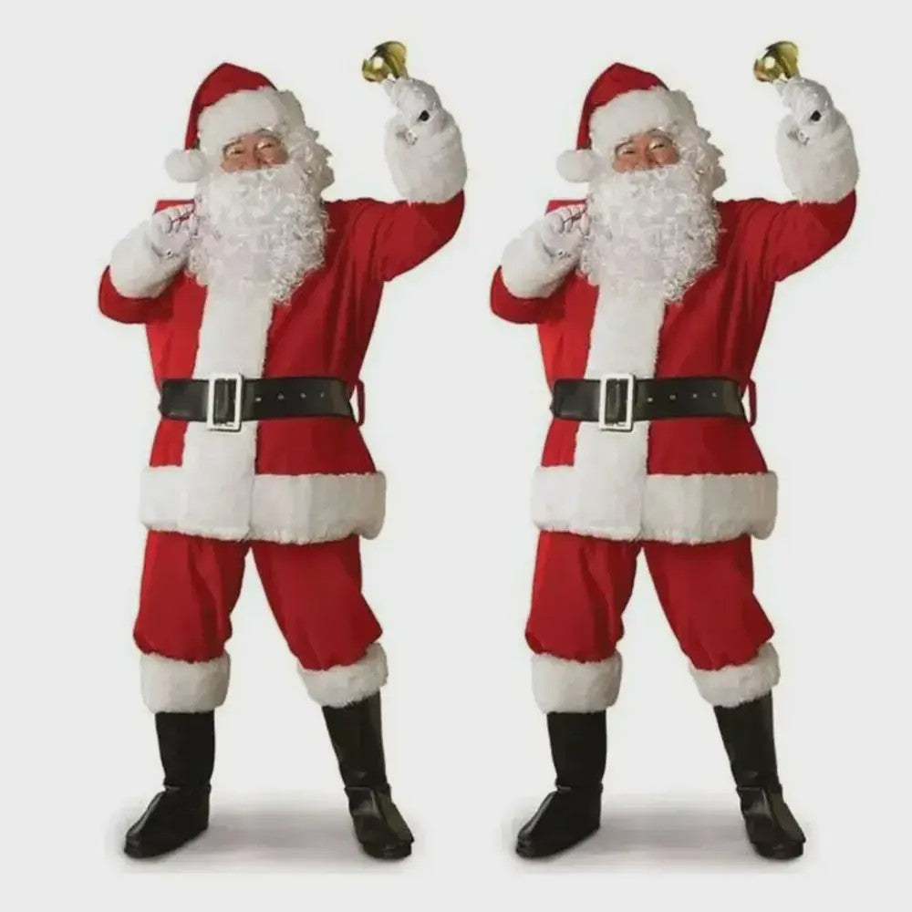 Luxe Gouden Fluweel Santa Claus Kostuum voor Heren - Perfect voor Kerst, Halloween & Feesten
