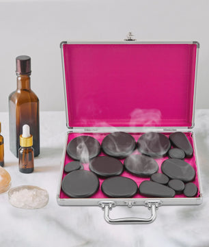 Professionele Hot Stone Massage Set met Verwarmer en 18 Basaltstenen