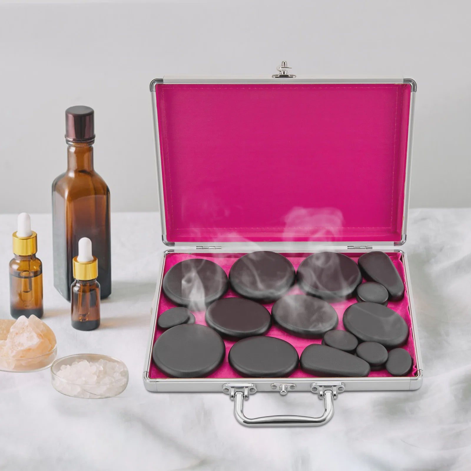 Professionele Hot Stone Massage Set met Verwarmer en 18 Basaltstenen