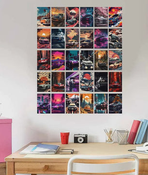 30-Delige Retro Auto Wall Collage Kit - Trendy Prints voor Tienerkamer & Woonkamer Decoratie