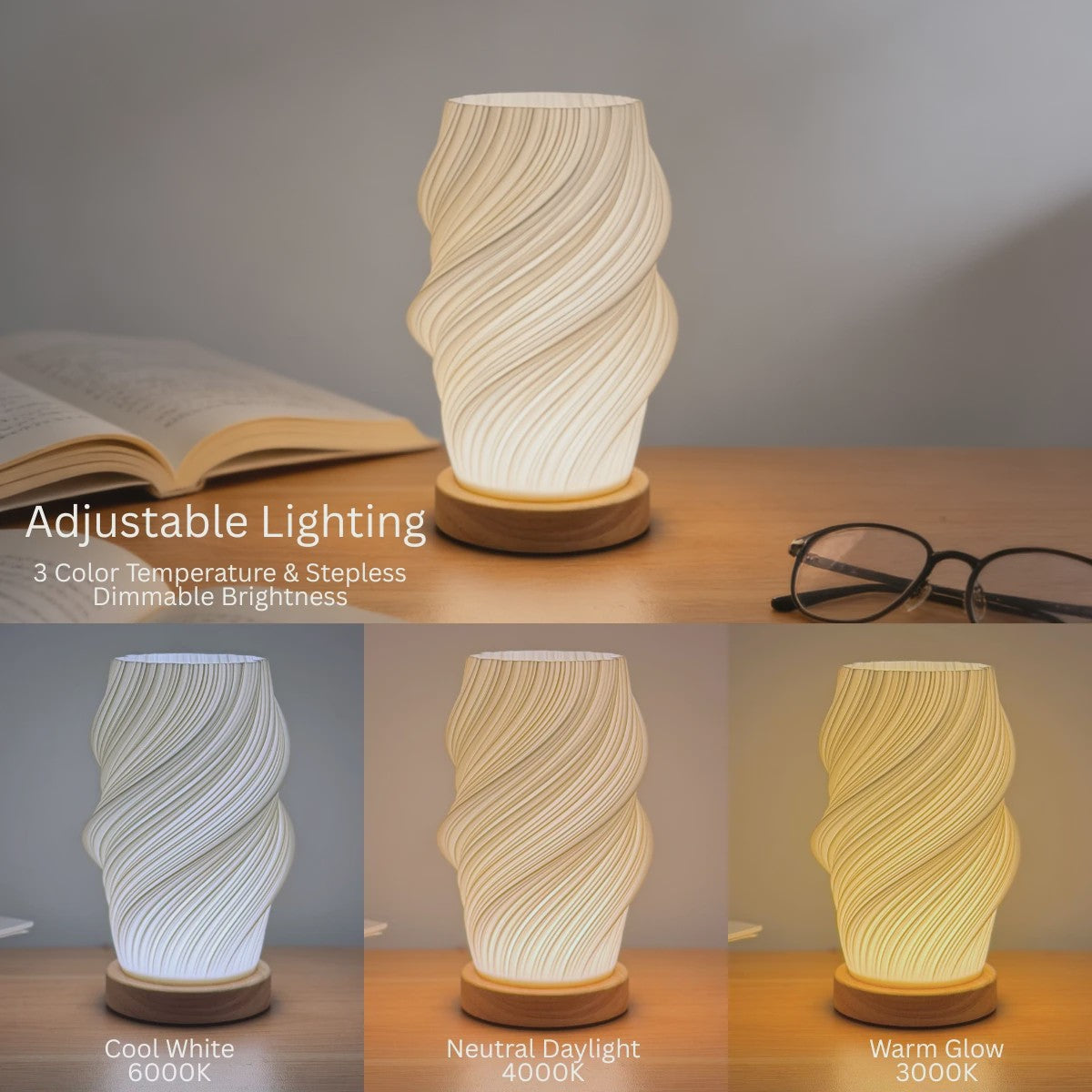 Nordic LED Tafellamp met 3 Kleurtemperaturen & USB-aansluiting