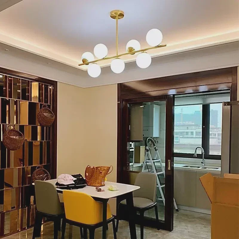 Moderne Magische Bonen Glas Kroonluchter - 6/7 Lampen - Goud/Zwart