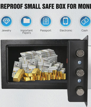 8.5L Digitale Kluis met Sleutel & Code - Veilig Geld & Waardevolle Spullen Thuis, Kantoor of Hotel