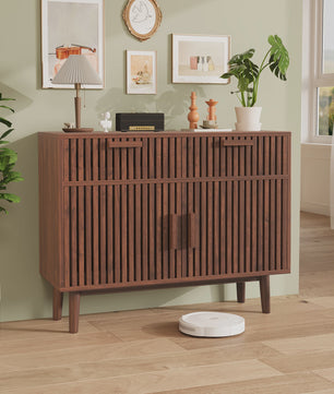 Mid-Century Houten Buffetkast met 2 Lades en 2 Deuren - Stijlvolle Console voor Woonkamer of Hal