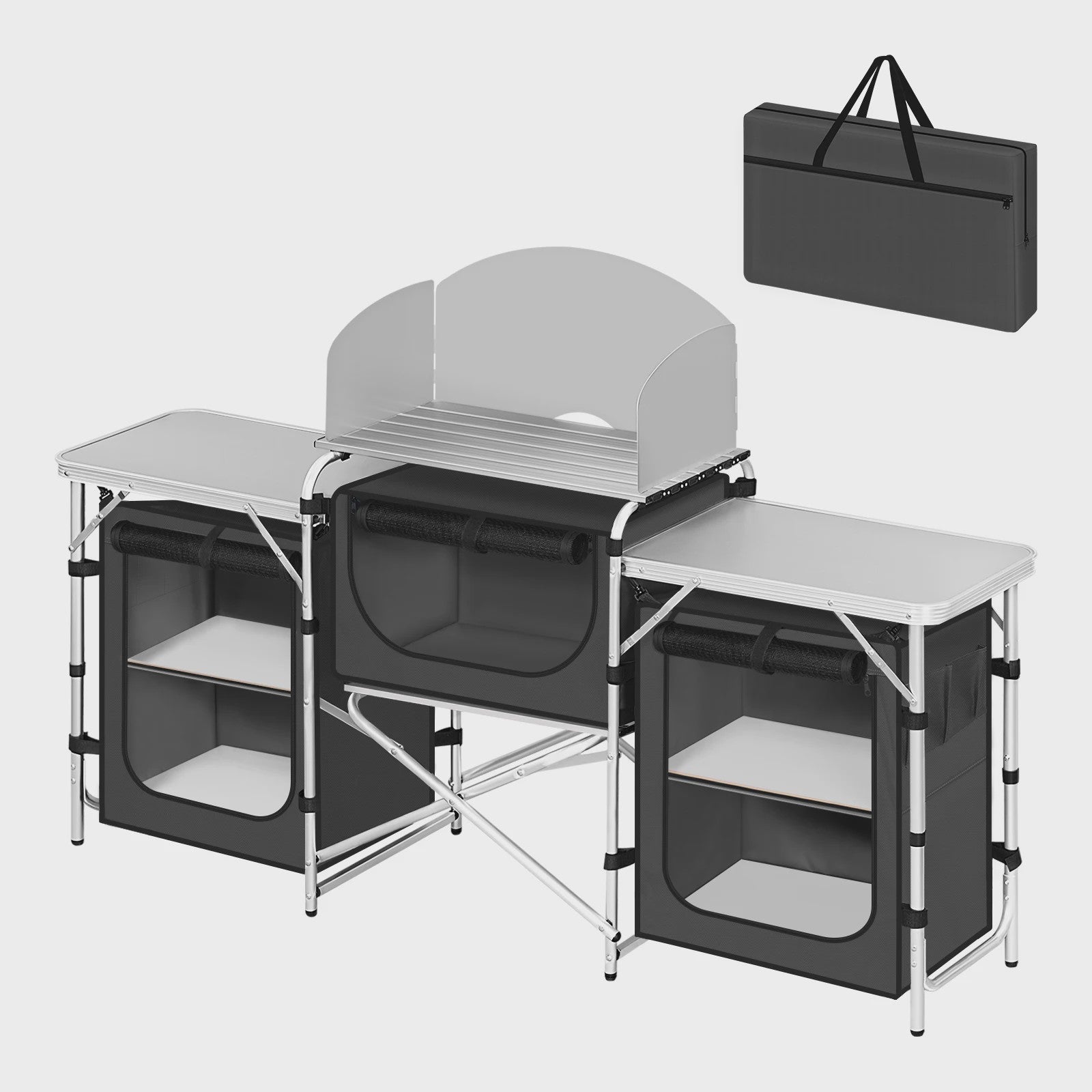 WOLTU Aluminium Camping Keuken - Opvouwbaar met Werkbladen en Opbergruimte
